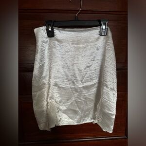 white satin skirt with lace trim mini slits - Size M - Amazon